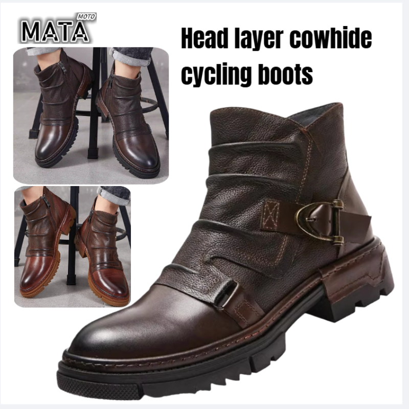 Bottes en cuir rétro pour homm - Motorcycle Gear Up avis et prix
